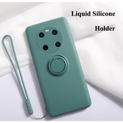 For Huawei P40 Pro Lite P30 Mate 40 30 20 Honor V30 20 Nova 8 5T 7 7i Case Liquid Silicone Matte Soft Ring Holder Cover Funda