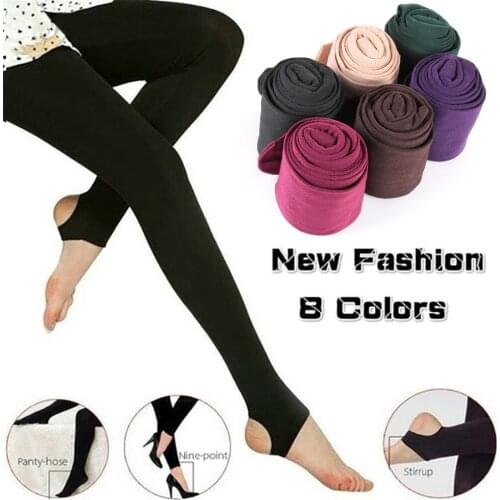 1Pc New Winter Thermal Warm Slim Leggings 8 Colors Winter Thermal Thick Pantyhos Fluff Lined Fashion Womens Clothing