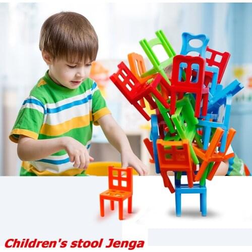 18pcs Stacking Chairs Game Mini Balance Blocks Toy Assembly Plastic Blocks Balancing Training Game Kids Educational Toys