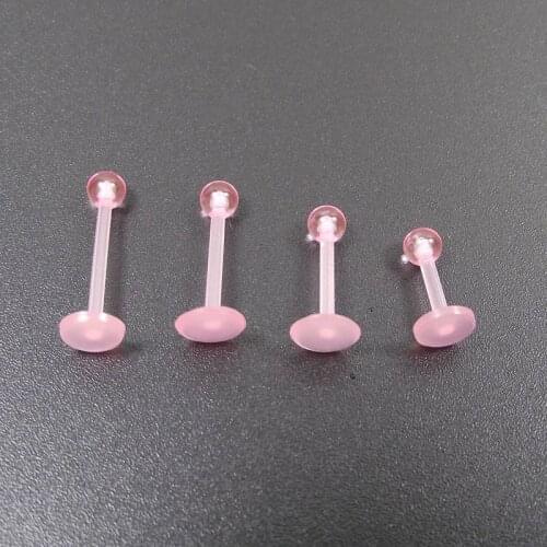 2 Pieces 16G 1.2mm Pink Transparent Invisible Flexible Tragus Lip Ring Labret Body Piercing Jewelry