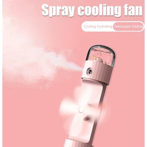2 in 1 Mini Water Spray Humidifier Silent Portable Foldable Fan Humidifier Telescopic Fan Silent Handheld Summer Cooling Fan