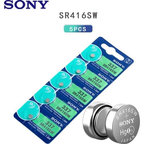 5pcs SONY Original New Watch battery 337 SR416SW Silver 1.55V button cell battery for swatch watch LED Headphone