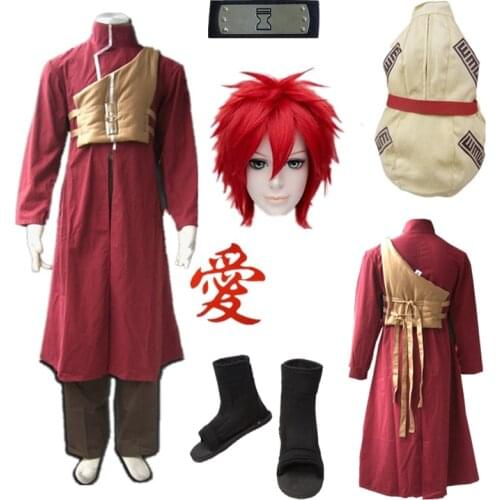 Anime cosplay Naruto Shippuden Gaara Red Cosplay Red clothes Costume Halloween