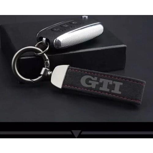 Car Keychain For GTI Emblem Leather Key Rings Car Styling For VW GTI MK 2 3 4 5 Jetta Beetle Golf GTD GTI Passat b5 Polo Tiguan