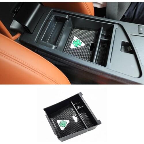 Car black front door side storage box with anti-skid pad handle and armrest box for 17-22 Alfa Romeo Giulia modified accessories