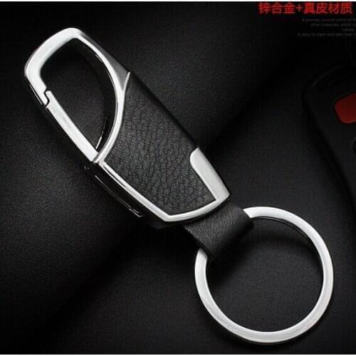 Car-Styling Metal Key Ring Cowhide KeyChain For Skoda Octavia Yeti Roomster Fabia Rapid Superb