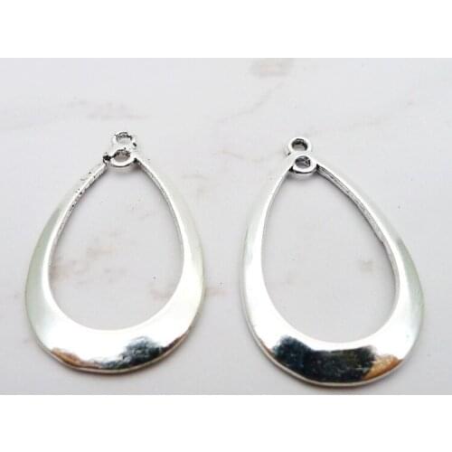 2 Pieces/Lot 21*35mm Antique Sliver Color Hollow Out Water Charms For Jewelry Making Contracted StyleFashion Accessories