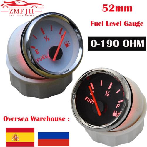 52mm Digital Motorcycle Fuel Level Gauge 12-24v E-F Range Car Fuel Meter for Auto Boat automobile yacht with Red Backlight