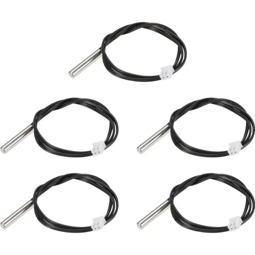 Uxcell 5pcs 150K Temperature Sensor Probe, Stainless Steel NTC Thermal Sensor Probe 40cm Digital Thermometer Extension Cable