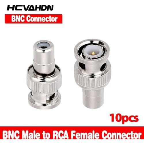 HCVAHDN 10pcs BNC Male to RCA Female Coax Cable Connector Adapter F/M Coupler for CCTV Camera