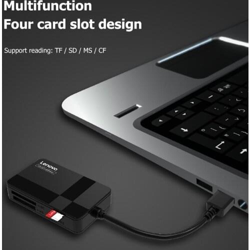 Lenovo D302 USB 3.0 Card Reader 5Gbps 2TB 4-in-1 Multifunction TF CF MS Secure Digital Memory Card Reader for PC