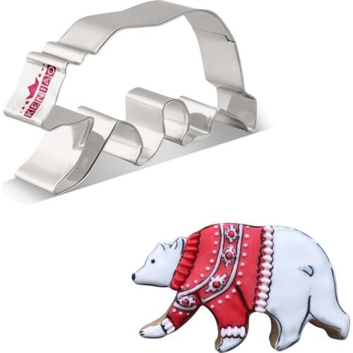 KENIAO Polar Bear Cookie Cutter for kids - 11.6 x 6.7 cm - Woodland Animal Biscuit and Fondant Cutters - Stainless Steel