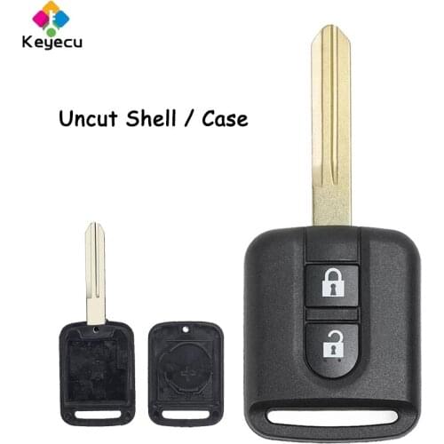 KEYECU Uncut Remote Car Key Shell Case With 2 Buttons Fob for Nissan Qashqai Elgrand X-TRAIL Navara Micra K12 Note Cabster NV200