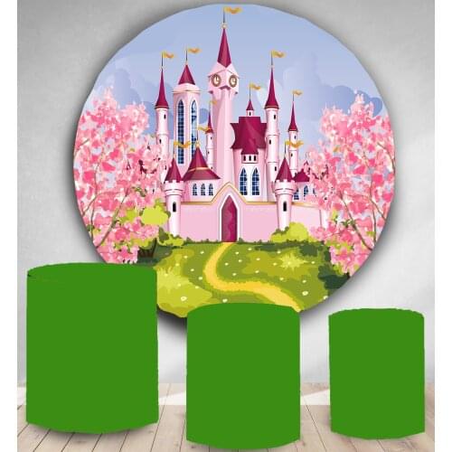 Round Circle backdrop background princess castle theme birthday party decoration girl baby shower flower candy table cover YY-96