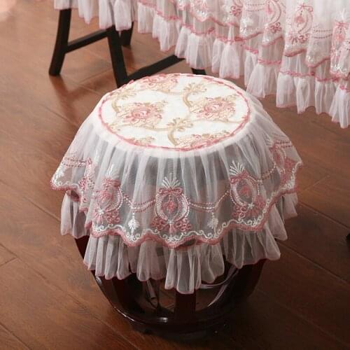 DIA30cm lace embroidery thickened round stool cover small non-slip seat mat stool cushion