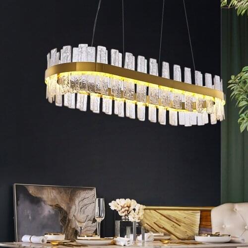 Oval Glass Kitchen Chandelier Modern Dining Room Lamp Luxury Home Decor Lighting Gold Stainless Creative Design Lustre 110-240V
