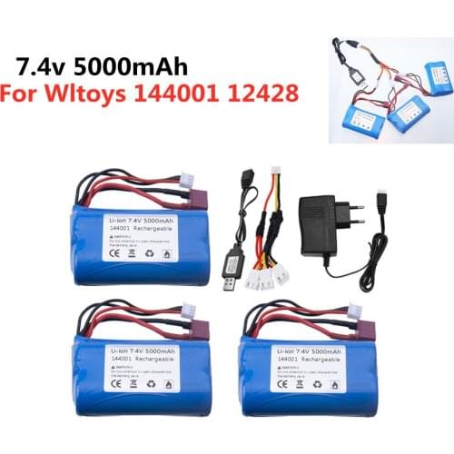 1/14 144001 7.4V 5000MAH lipo Battery For Wltoys 1/14 144001 12428 RC Car Parts Upgrade 3000 MAH to 5000mah 7.4v battery 21700