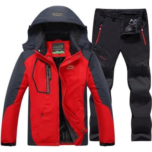 Men Winter Ski Jackets Pant suits Waterproof Thermal Fleece Outdoor Trekking Hiking Camping Snowboard Windbreaker Coat Sets 5XL