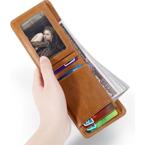 Genuine Top Layer Cow Leather Men Short Style Wallet Bag Business Fashion Card Holder