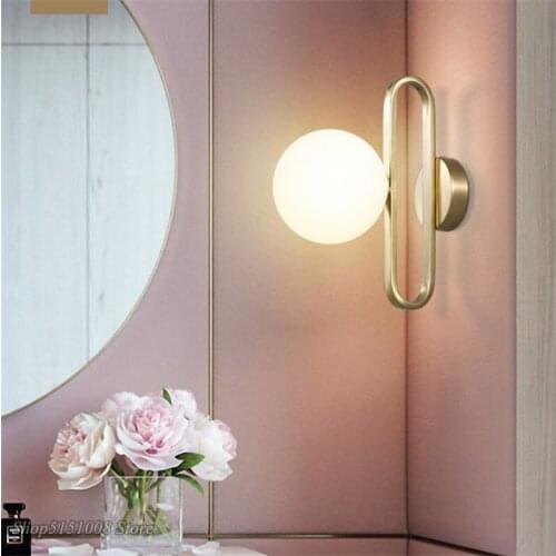 Nordic Glass Ball Bedside Wall Lamp Fashion Retro Brass Molecule Design Kitchen Wall Lights Study Decor Led Wall Sconce Fixtures