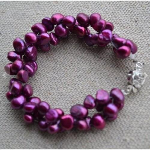 New Arrival Favorite Pearl Bracelet 6-7mm Amaranth Freshwater Pearl Bracelet Bridesmaids Gifts Handmade Women Wedding Jewelry