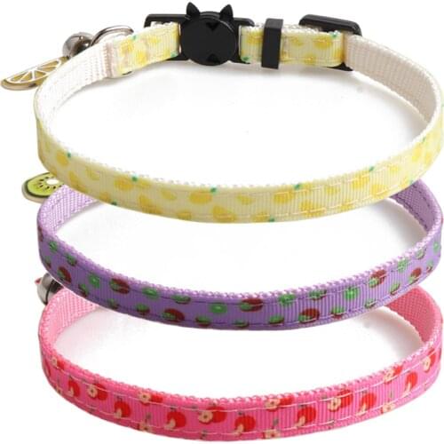 Cat Collar Breakaway with Bell and Cute Pendant Fruit Patterns Adjustable Safety Kitten Collars for Kitty Pets Small Dogs