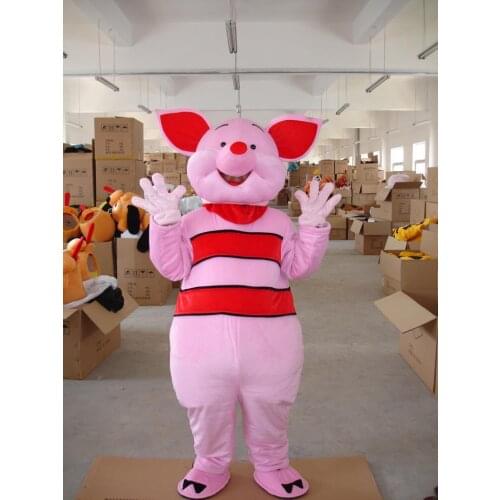 Pink pig cartoon mascot Costume happy smile fancy dress halloween christmas carvinal party costume adult size welcome opening