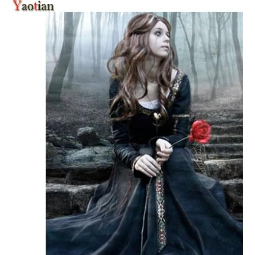 Looking Forward To The Rose Girl 5D Diamond Painting DIY Rhinestone Cross Stitch Kit Diamond Embroidery Mosaic Handmade Gift New