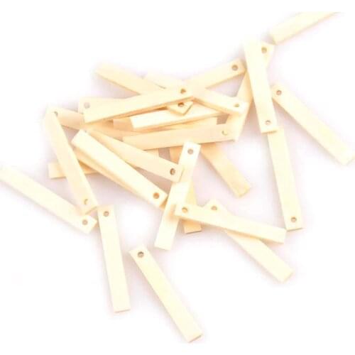 50pcs Natural Rectangle Wooden Crafts For Pendant Earring Jewelry Decoration Scrapbooking Handmade Accessories DIY 6x40mm M1785