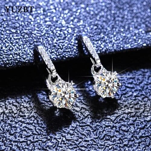 Real 925 Sterling Silver Brilliant Cut Total 1 ct D Color Moissanite Snowflake Drop Earrings Diamond Test Past Gemstone Jewelry