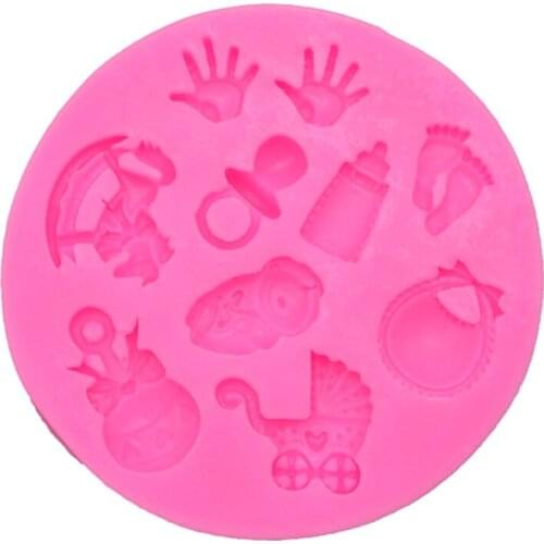 Cute Baby Silicone Fondant Cake Mold Baby Shower Theme Mini Cake Fondant Mold Candy Silicone Molds Set for Candy Fondant