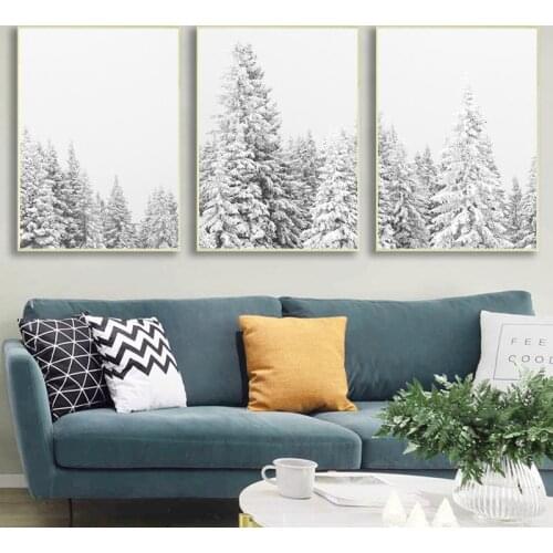 Snowy Trees Winter Landscape Photography Posters and Prints Nordic Style Nature Forest Tree Canvas Painting Home Wall Art Decor