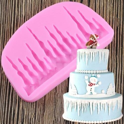 Icicles Cake Decoration Silicone Mold Icicle Border Fondant Mould Christmas Cake Decorating Tools Chocolate Gumpaste Moulds