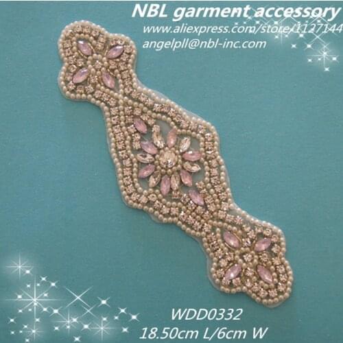 Crystal bridal beaded rhinestone sash applique for wedding dress WDD0332