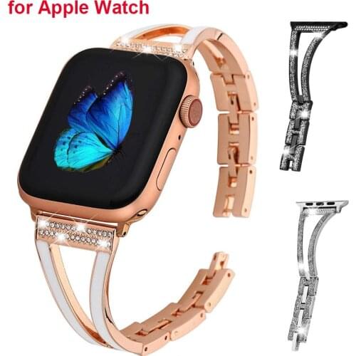 Slim Metal Strap for Apple Watch SE Band 44mm Women Stainless Steel Bracelet for Apple iWatch Strap 40mm Series 6/5/4 Bangle