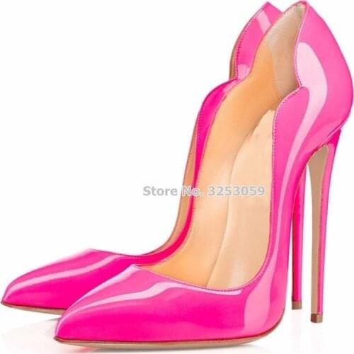 ALMUDENA Hot Selling 12cm High Heel Shoes Special Cut Shallow Wedding Shoes Stiletto Heels Patent Leather Gradient Color Pumps