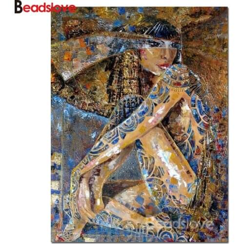 5d embroidery crystal beaded abstract Beauty diamond painting girl full square round mosaic picture of rhinestones cross stitch