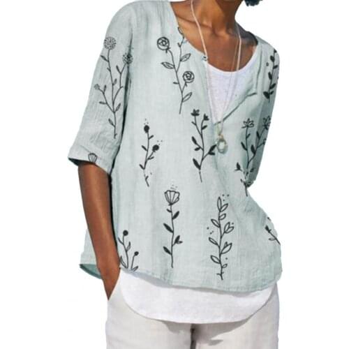 Shirt Women Summer Digital Print Fake Two Piece Half Sleeve Round Neck All Match Casual Shirts Women Plus size блузка женская