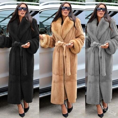 Winter Black Long Faux Fur Coat Long Sleeve Black Plus Size 5XL Fake Mink Fur Coats Overcoat Women