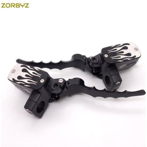 ZORBYZ 1"25mm Black/Chrome Flame Hand Control Reservoir Brake Clutch Levers For Kawasaki Honda Yamaha Suzuki