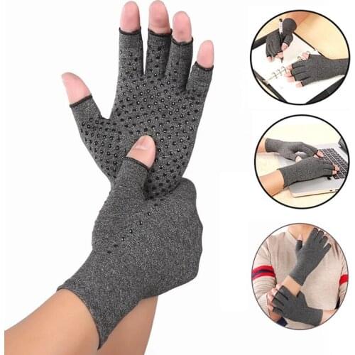 1 Pair Compression Arthritis Gloves Joint Pain Relief Hand Gloves Therapy Open Fingers Compression Gloves Touch Screen Gloves
