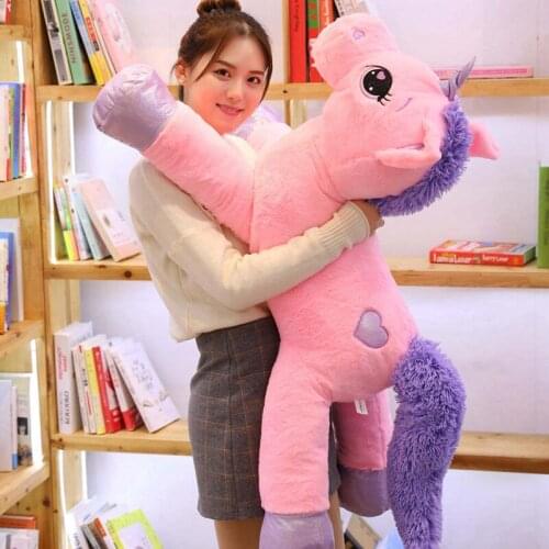 1PC 40-110cm 2 Style Large Cute Cartoon Unicorn Plush Toys Stuffed Animal Horse Pillow for Girl Soft Doll Home Decor Lover Gift