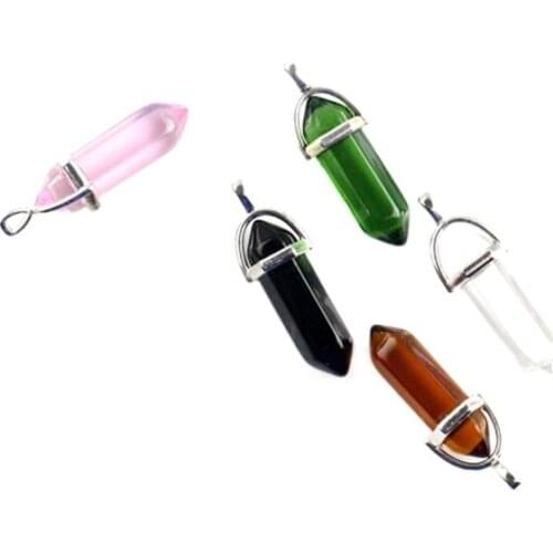 NEW Fashion 1PC Natural Crystal Glass Pendant Ornaments Necklace Hexagon Women Girl Jewelry Gifts without String Thread