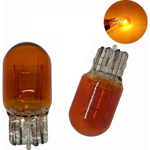1pcs T20 7440 7443 21/5W Color Amber Glass halogen lamps WY21W W21W Brake Bulbs Stop Light Side light Turn Signal Lamp 12v
