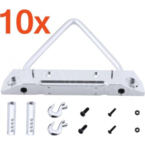10 Sets Aluminum Front Bumper with Metal Tow Hook for 1/10 RC Traxxas TRX-4 TRX4 Crawler 8235 Hop Up Upgrade Parts Wholesale
