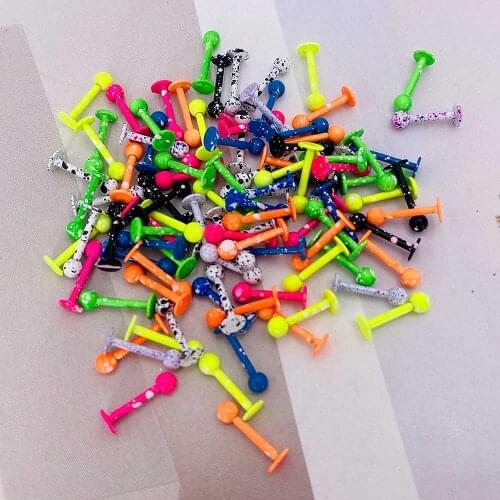 10PC/Lot Multicolor snowflake paint lip nails spherical lip ring ear bone nails stainless steel body piercing ear bone nails