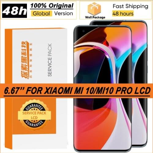 100% Original 6.67" Amoled For Xiaomi Mi 10 LCD Screen Display+Touch Screen Digitizer For Xiaomi Mi10 Pro LCD Display Assembly