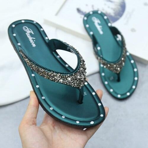 2021 New Fashion Rhinestone Ladies Sandals And Slippers Summer Shoes Non-Slip Breathable Beach Flat Sandals Jelly Lazy Slippers