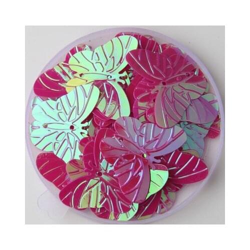 260pcs Large Butterfly Sequins 22*30mm PVC Flat Paillette Decoration With 2 Holes Sewing,Women/Kids Garment Rose Red AB