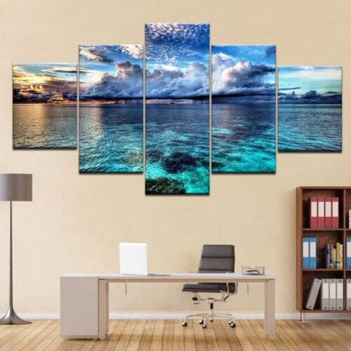 5 Panel/piece HD Print Vast sea clouds seascape modern wall posters Canvas Art Painting For home living room decoration
